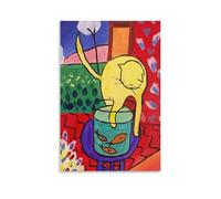GAJUYL Poster de peinture célèbre Matisse le chat avec poisson rouge, impression sur toile, décoration d'intérieur, sans cadre, 40 x 60 cm