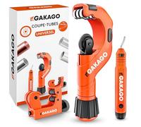 Gakago Coupe-tubes 3-50mm avec ébavureur - coupe-tubes polyvalent pour tous les métaux courants comme l'acier inoxydable, le cuivre, l'aluminium, l'acier ou le plastique (par ex. PVC & PE)