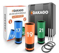 Gakago Douille de protection - 17mm 19mm 21mm Jeu de douilles pour vis de roue avec protection plastique pour jantes - Douille 1/2 pouce pour clé dynamométrique et clé à chocs