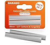 Gakago Lame de rechange du grattoir de force (pack de 2) - Lame de rechange de haute qualité de 65 mm en carbure de tungstène durable pour le bois, le métal, le béton ou la pierre