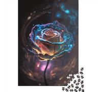 Galactic Bloom Rose Puzzles 1000 Pieces Cadeau Unique Jeu Éducatif Challenge Toy À De Qualité Supérieure Peinture Art pour Adultes Enfants 1000pcs (38x26cm)