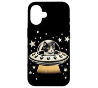 Galactic Feline Commander Quirky Cat Rencontre OVNI Coque pour iPhone 16
