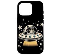 Galactic Feline Commander Quirky Cat Rencontre OVNI Coque pour iPhone 16 Pro