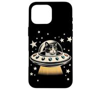 Galactic Feline Commander Quirky Cat Rencontre OVNI Coque pour iPhone 16 Pro Max