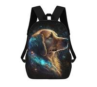Galactic Golden Retriever Art Print Sacs À Dos Imprimés En 3D Pour Enfants 17inch Sacs À Dos Tendance Et Décontractés Pour La Journée, Sacs De Voyage, Sacs À Dos D'extérieur Pour Garçons Et Filles