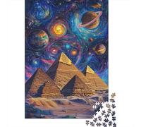 Galactic Pyramids Cosmic Odyssey Plaque en Métal 38x26cm/1000pcs pour L’Atelier, Style Rétro, Présent pour Un Nouveau Logement Destiné Aux Bricoleurs