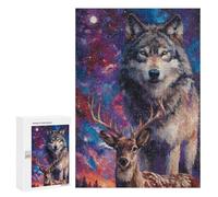 Galactic Wolf and Deer Art Print -1 Puzzle 300 Pièces Educa Jouet en Bois Cadeau Unique Décoration Intérieure Jeu Éducatif Challenge Toy Adultes Et Enfants À Partir De 14 Ans 300 PCS