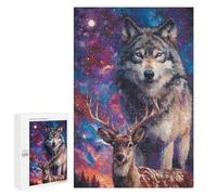Galactic Wolf and Deer Art Print Puzzle 1000 Pièces Educa Jouet en Bois Cadeau Unique Décoration Intérieure Jeu Éducatif Challenge Toy Adultes Et Enfants À Partir De 14 Ans 1000 PCS