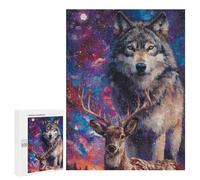 Galactic Wolf and Deer Art Print Puzzle 1000 Pièces Educa Jouet en Bois Cadeau Unique Décoration Intérieure Jeu Éducatif Challenge Toy Adultes Et Enfants À Partir De 14 Ans 500 PCS