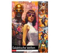 Galaktische Welten. Starke Space Opera-Illustrationen (Wandkalender 2026 DIN A3 hoch), CALVENDO Monatskalender: Zukunftsmythen! Ein futuristischer Space-Kalender im Ölgemälde-Stil
