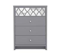 Galano Iris Commode à 4 tiroirs - Armoire Moderne avec 1 tiroir Miroir - Organiseurs et rangements pour la Chambre à Coucher - Gris