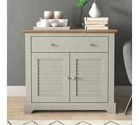 Galano Milan Buffet 2 Portes 1 tiroir - Organisateur de Rangement pour Votre Maison - Buffet de Rangement - Étagères réglables - Gris Clair/chêne