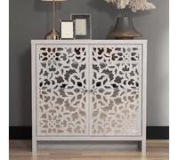 Galano Norwich Buffet 2 portes - Design moderne découpé au laser avec miroir acrylique - Meuble de rangement pour salon, chambre à coucher ou cuisine - Chêne gris poudré