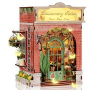 GalaSpark Puzzle 3D en Bois Maison de poupées Mini - Modèle de Laboratoire Floral avec LED, décoration Maison DIY, Cadeaux créatifs pour Adultes et Adolescents (Blooming Workshop)