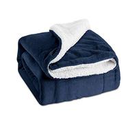 Galatée 150cm*200cm Plaid Couverture Polaire Sherpa Couverture Lit Réversible Double Face Douce et Chaude Plaid Jeté de Canapé Flanelle Jeté de Canapé Flanelle Douce et Chaude,Peluche Mouton Bleu