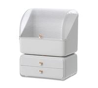 Galatée Anti-Poussière Organisateur Maquillage Bureau Tiroirs Rangement de Bijoux en Plastique Boîte de Rangement de Cosmétiques Conteneur Divers pour La Maison Boite, Blanc A + B, 26 * 18 * 35cm