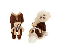 Galatée Combinaison pour Petit Chien, Combinaison pour Chien avec Isolation Thermique, Vêtements Mignons pour Animaux De Compagnie, Combinaisons Douillettes pour Petits Chiens Et Chats(S, Marron)