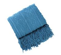 Galatée Disponible Toute l'année Canapé Couvertures Tricotées Couverture à Franges Jeté de Lit à Chevrons Super Doux Couverture Jeté de Lit Adaptées à Chambre à Coucher,Camping Bleu foncé 150 * 200cm