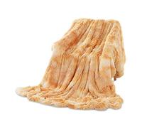 Galatée Élégant et Romantique Couverture Confortable Couleur Arc-en-Ciel à la Haute Qualité Moelleuse Couverture Polaire,130 * 160cm Plaid Peluche Artificielle Douce Chaude,Adaptée Canapé/Lit Jaune