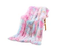 Galatée Élégant Romantique Couverture Confortable Couleur Arc-en-Ciel à la Haute Qualité Moelleuse Couverture Polaire,160 * 200cm Plaid Peluche Artificielle Douce Chaude,Adaptée Canapé/Lit