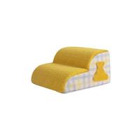 Galatée Escalier pour Animaux De Compagnie, en Polaire De Coton Respirante, Amovible Et Lavable, Rampe Latérale Antidérapante Et Robuste(2 Couches, Jaune à Carreaux)