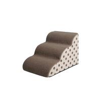 Galatée Escalier pour Animaux De Compagnie, en Polaire De Coton Respirante, Amovible Et Lavable, Rampe Latérale Antidérapante Et Robuste(3 Couches, Pois Marron)