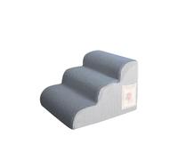 Galatée Escalier pour Animaux De Compagnie, en Polaire De Coton Respirante, Amovible Et Lavable, Rampe Latérale Antidérapante Et Robuste(3couches, Rayures Gris-Bleu)