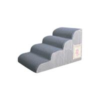 Galatée Escalier pour Animaux De Compagnie, en Polaire De Coton Respirante, Amovible Et Lavable, Rampe Latérale Antidérapante Et Robuste(4 Couches, Rayures Gris-Bleu)