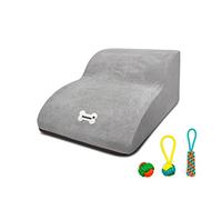 Galatée Escalier pour Chien en Mousse Haute Densité 2 Niveaux, Escalier pour Chien pour Lit Haut Ou Canapé, Idéal pour Les Chiens Blessés Et Les Animaux Souffrant De Douleurs Articulaires(Gris)