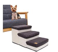 Galatée Escalier pour Chien, Escalier Pliable pour Chien, Escalier Portable pour Animaux De Compagnie à 3 Niveaux, Rampe Amovible pour Chien, Canapé-Lit pour Chien avec Fonction De Rangement(Gris)