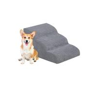 Galatée Escalier pour Chien, Rampe pour Chien pour Lits Canapés, Escaliers Antidérapants pour Animaux avec Housse Amovible Et Lavable, Escaliers en Pente pour Chiens De Petite Taille, Gris(3 Étapes)