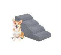 Galatée Escalier pour Chien, Rampe pour Chien pour Lits Canapés, Escaliers Antidérapants pour Animaux avec Housse Amovible Et Lavable, Escaliers en Pente pour Chiens De Petite Taille, Gris(4 Étapes)