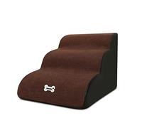 Galatée Escaliers pour Animaux De Compagnie, Rampe Amovible pour Animaux De Compagnie,3 Couches De Marches pour Chiens en Mousse Haute Densité Escaliers pour Animaux De Compagnie（Brun）