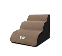 Galatée Escaliers pour Animaux De Compagnie, Rampe Amovible pour Animaux De Compagnie,3 Couches De Marches pour Chiens en Mousse Haute Densité Escaliers pour Animaux De Compagnie（Bronzage léger）