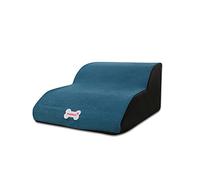 Galatée Escaliers pour Animaux De Compagnie, Rampe Amovible pour Animaux De Compagnie, De Marches pour Chiens en Mousse Haute Densité（Escalier pour Animaux de Compagnie à 2 Niveaux, Bleu