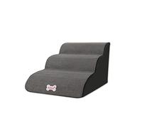 Galatée Escaliers pour Animaux de Compagnie, Rampe Amovible pour Chiens, De Marches pour Chiens en Mousse Haute Densité（Escalier pour Animaux de Compagnie à 3 Niveaux, Gris