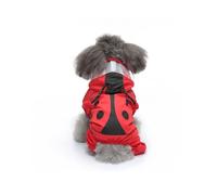 Galatée Imperméable pour Chien, Veste De Pluie pour Chien avec Capuche, Manteau Imperméable avec Trou De Laisse, Hoodie pour Chien avec des Bandes Réfléchissantes(XS, Coccinelle Rouge)