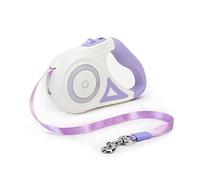 Galatée Laisse De Chien Rétractable, Frein Et Verrouillage Faciles à Un Bouton Laisse De Chien Extensible avec Lampe De Poche LED(M, Longueur De Corde 5M, Violet)