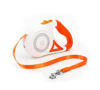 Galatée Laisse De Chien Rétractable, Frein Et Verrouillage Faciles à Un Bouton Laisse De Chien Extensible avec Lampe De Poche LED(M, Longueur De Corde 5M, Orange)