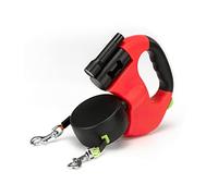 Galatée Laisse De Chien Rétractable, Laisse De Chien Extensible 3m avec Lampe De Poche LED, Double Corde De Traction Télescopique pour Petits Et Moyens Chiens De Moins De 20 Kg(Rouge)
