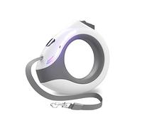 Galatée Laisse Rétractable pour Chien, Laisse Extensible 3m avec Lampe De Poche LED, Frein Et Verrouillage à Un Bouton, Laisse Extensible pour Chiens Jusqu'à 20 Kg(Blanc)
