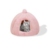 Galatée Lit De Grotte pour Chat, Lit De Coussin De Chat Lavable, Lit pour Animal De Compagnie avec Coussin Intérieur Lavable Amovible, Igloo De Chat en Peluche Doux Et Confortable(S, Rose)