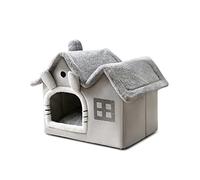 Galatée Lit De Grotte pour Chat, Igloo Chaud Et Confortable pour Chat en Peluche, Lit pour Chien Lavable avec Coussin d'oreiller Amovible, Améliore Le Sommeil, Maison De Chat Pliable(L, Gris)