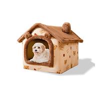 Galatée Lit De Grotte pour Chat, Lit De Chien Lavable, Igloo De Chat en Peluche Chaud Et Confortable, Maison De Chat Pliable Et Confortable, Lit De Chien avec Fond Antidérapant(M, Ours Brun)