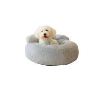 Galatée Lit en Forme De Beignet pour Chat, Lit en Peluche pour Chiot, Lit Anti-Anxiété Chaud Et Doux pour Animaux De Compagnie, Lit pour Chat en Fourrure Moelleuse, Lit Lavable pour Chien(S, Gris)
