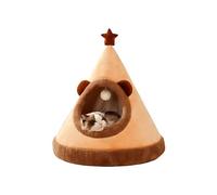 Galatée Lit Grotte pour Chat, Lit Grotte pour Chat Igloo Portable, Tipi Triangulaire pour Animaux De Compagnie, Cachette Chaleureuse pour Animaux De Compagnie, Tente pour Chat Et Chien(M, Brun)
