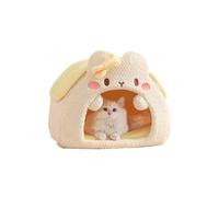 Galatée Lit pour Chat en Forme De Grotte, Igloo en Peluche Et Chaud, Lit pour Chat Super Doux Et Apaisant, Jolie Maison pour Chat De Dessin Animé, Maison pour Chat avec Coussin Lavable(L, Rose)