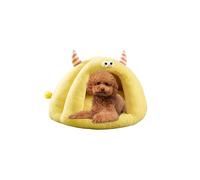 Galatée Lit pour Chat, Grotte Chaude pour Chats Et Chiens, Lit Doux en Peluche pour Chien, Igloo pour Chiens, Tente pour Chat De Dessin Animé Mignon, Lit pour Chat pour Chats d'Intérieur(M, Jaune)