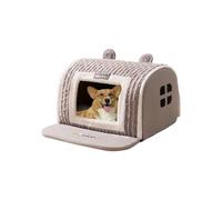 Galatée Maison pour Chat, Lit Douillet Et Doux pour Chat, Cachette, Petite Tente pour Chien, Maison Douce, Maison pour Animal De Compagnie avec Dessin Animé(XL, Gris)