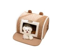 Galatée Maison pour Chat, Lit Douillet Et Doux pour Chat, Cachette, Petite Tente pour Chien, Maison Douce, Maison pour Animal De Compagnie avec Dessin Animé(L, Marron)